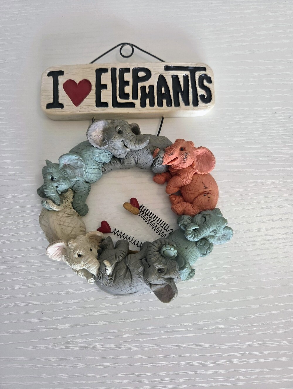 Vintage Kathy Wise I Love Elephants Wall Hanging